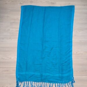 Bright Blue Scarf with Fringe